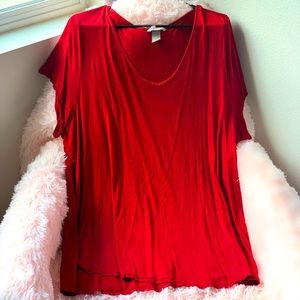 H&M 2XL Red Short-Sleeve Sheer Shirt